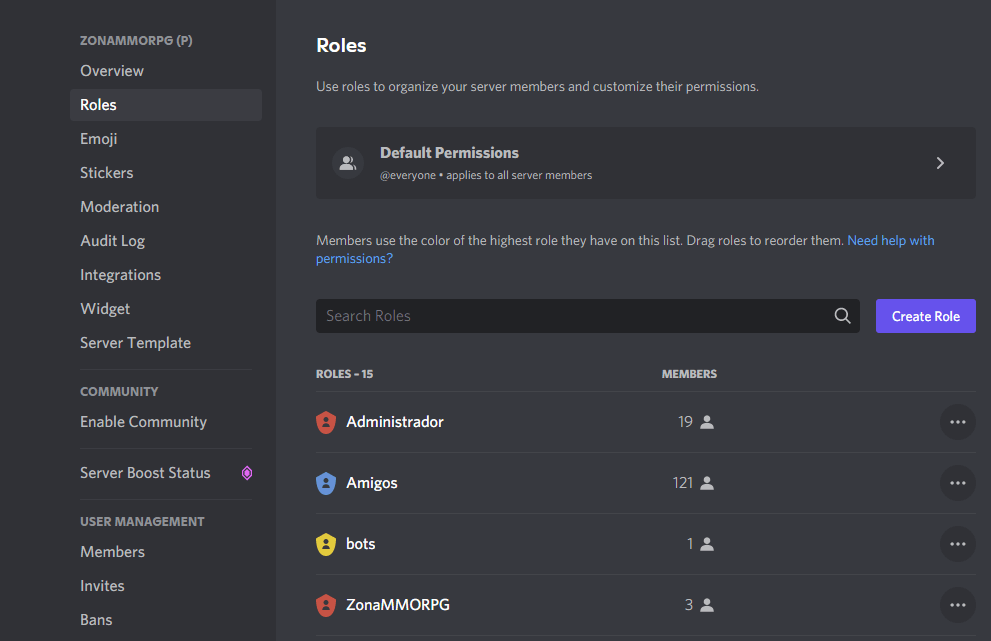 Roles description – Discord